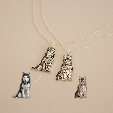 Custom pet portrait clearance necklace