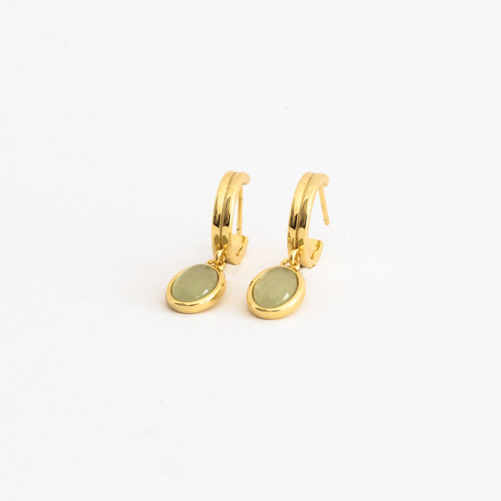 Jade Gemstone Drop Hoops-Earrings-Caitlyn Minimalist