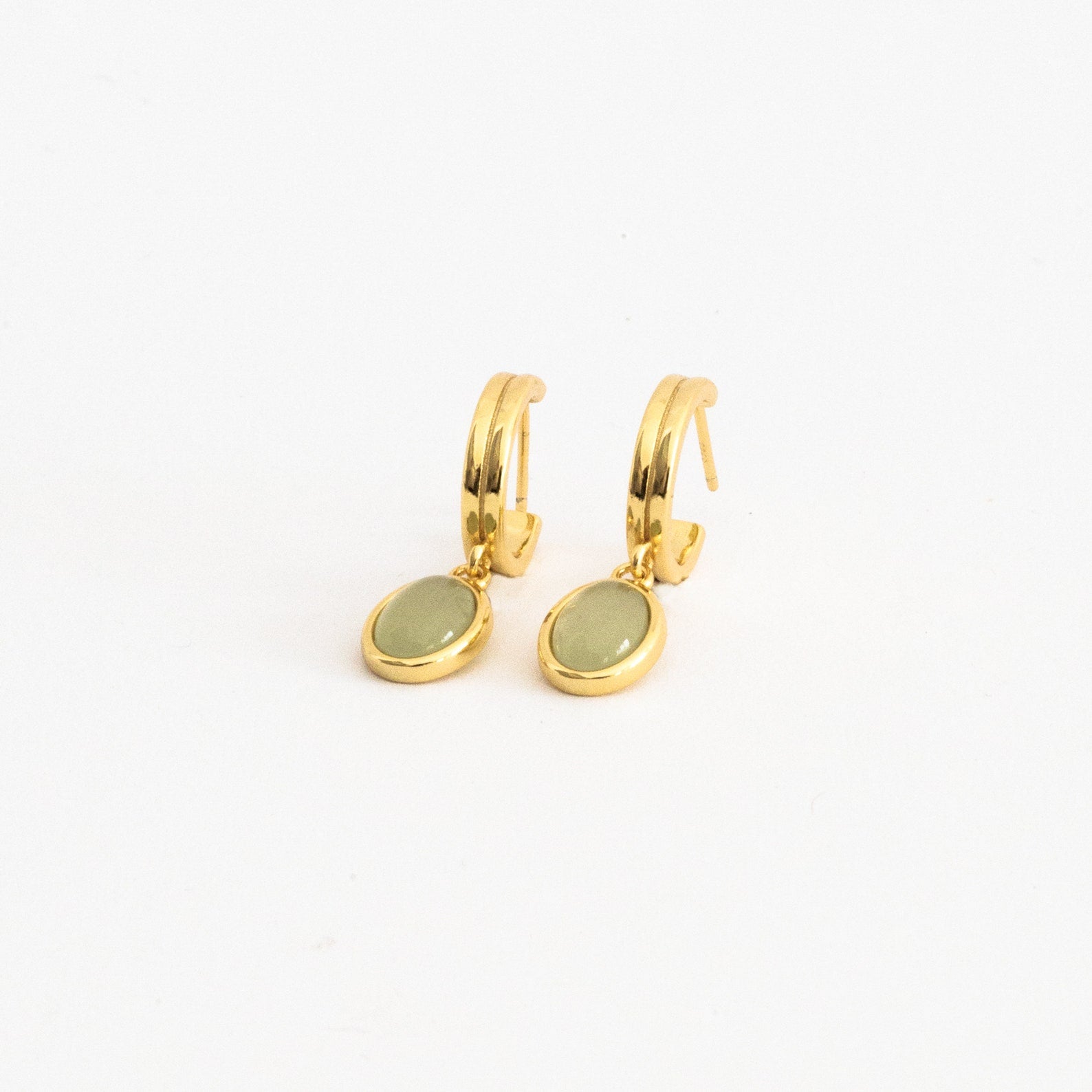 Jade Gemstone Drop Hoops-Earrings-Caitlyn Minimalist