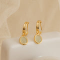 Jade Gemstone Drop Hoops-Earrings-Caitlyn Minimalist