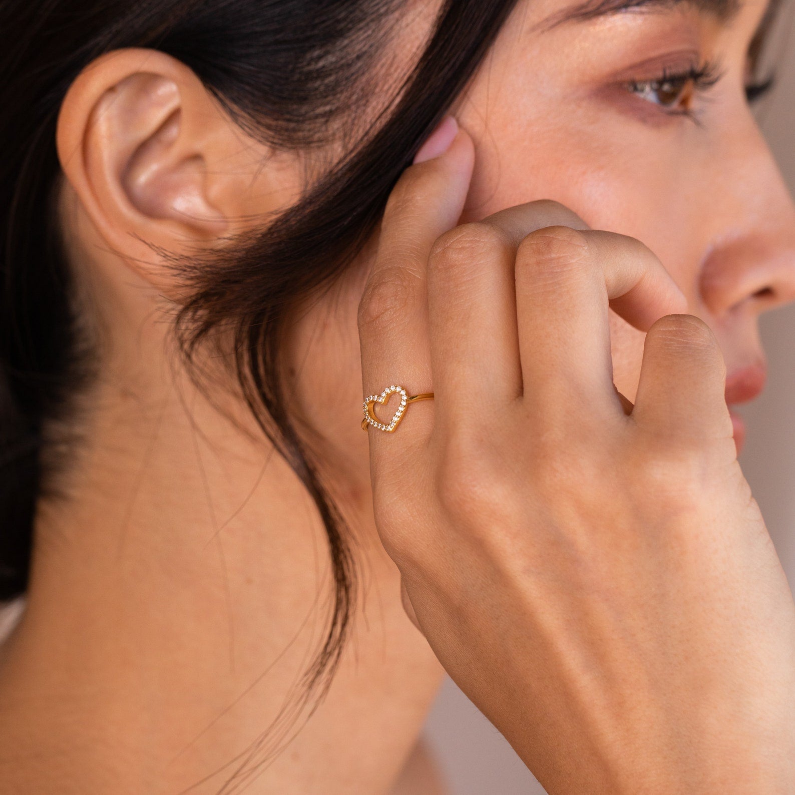 Aphrodite Diamond Pave Heart Ring Caitlyn Minimalist