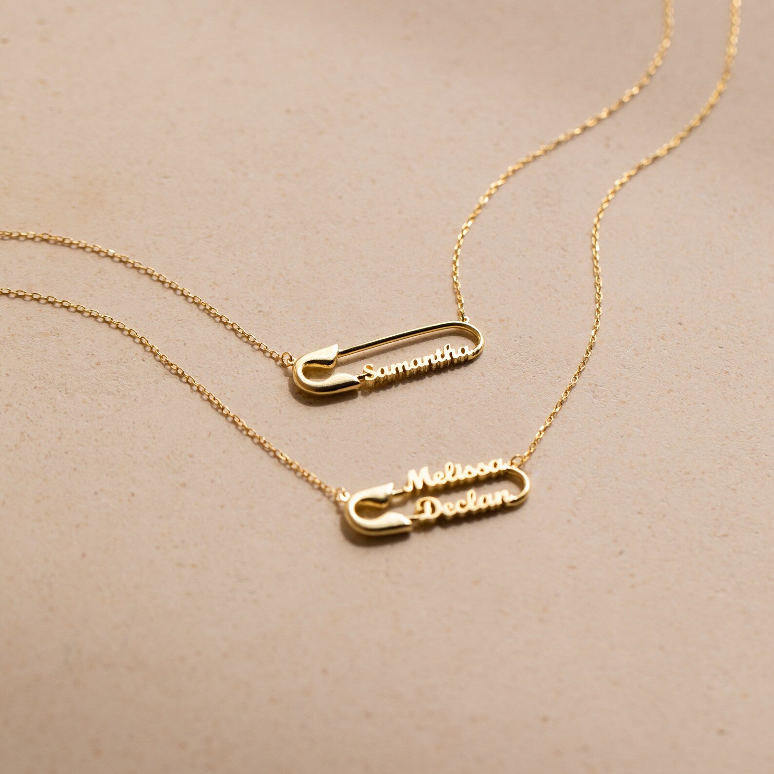 Safety Pin Name Necklace