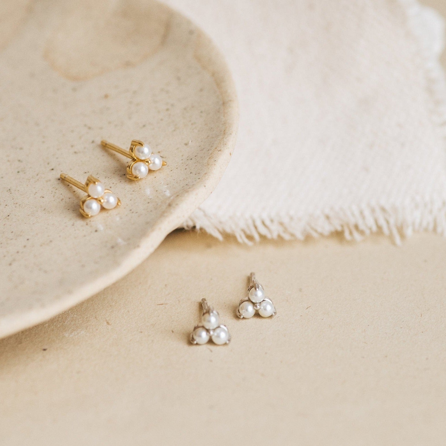 Maud Trio Pearl Stud Earrings Caitlyn Minimalist - Main Image