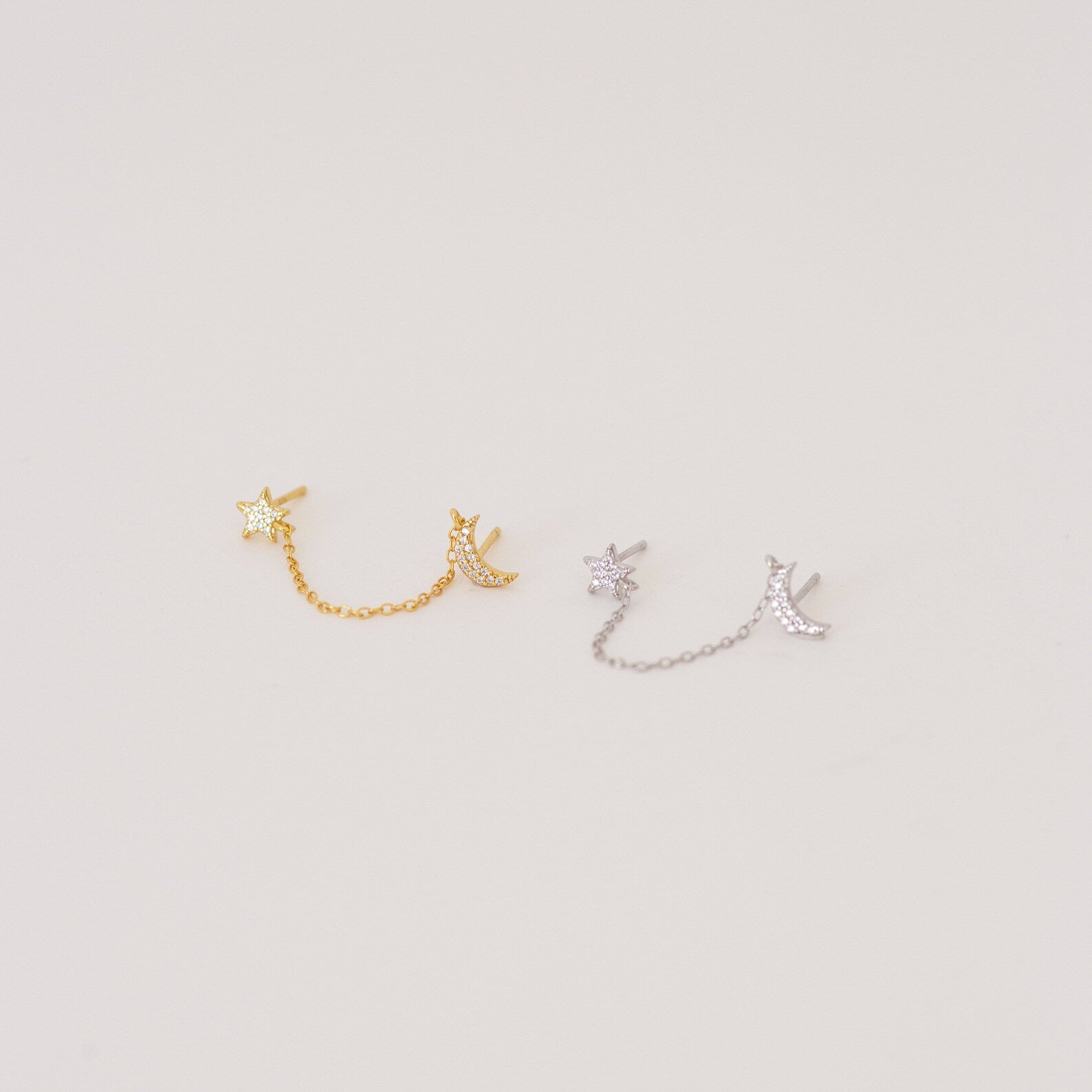 Luna Moon & Star Chain Earrings