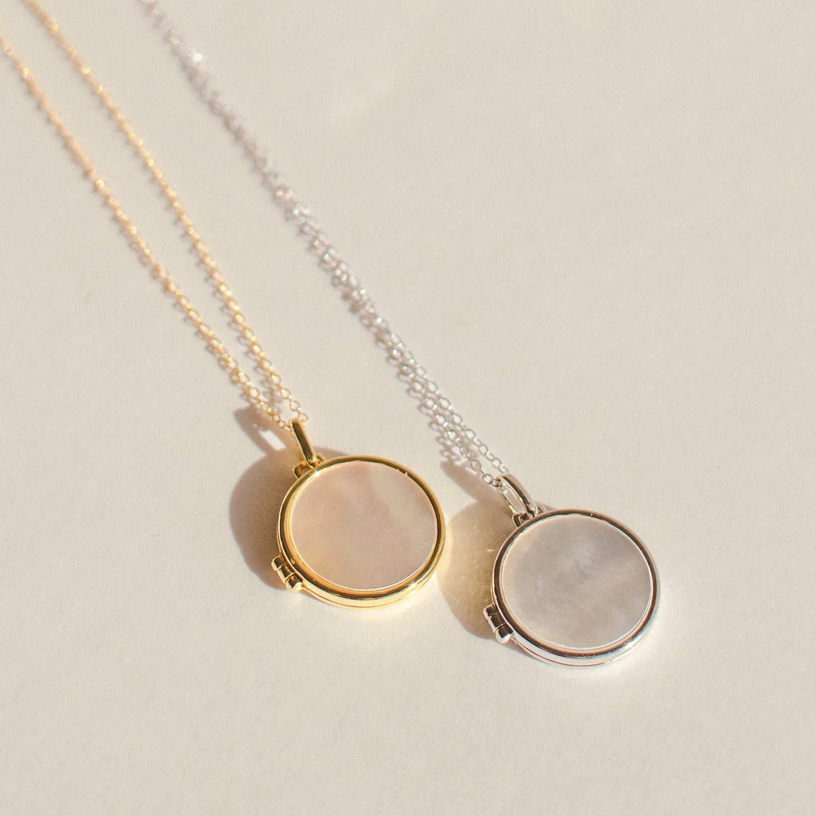 Pearl Disc Locket Necklace