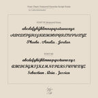 Font chart showcasing two script fonts, FONT 97 and FONT 60, with sample names and full alphabets—ideal for designing your personalized Infinity Name Necklace as a unique anniversary gift.