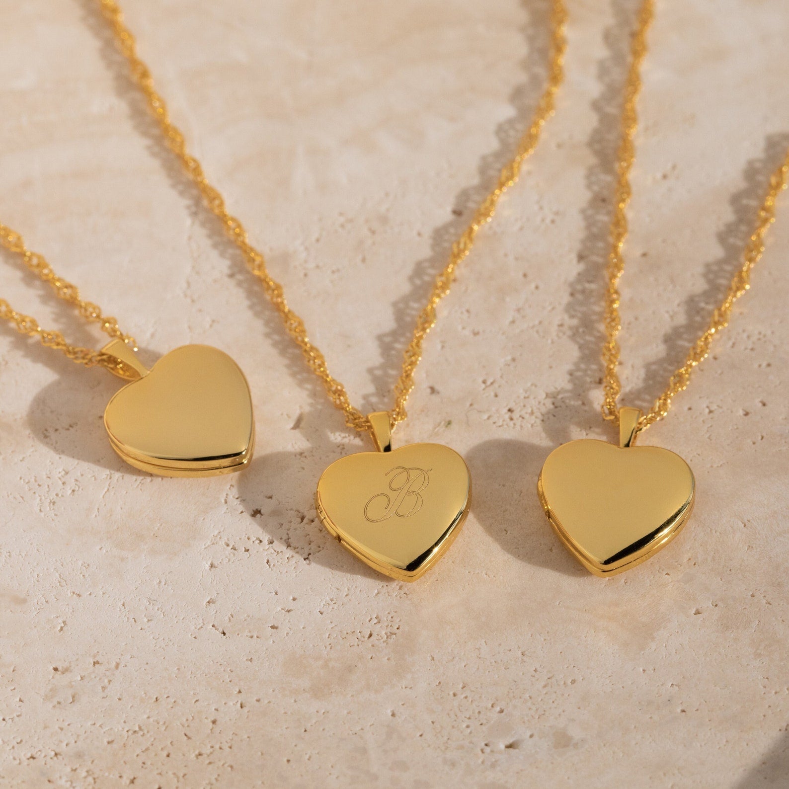 Engraved Initial Heart Photo Locket Necklace