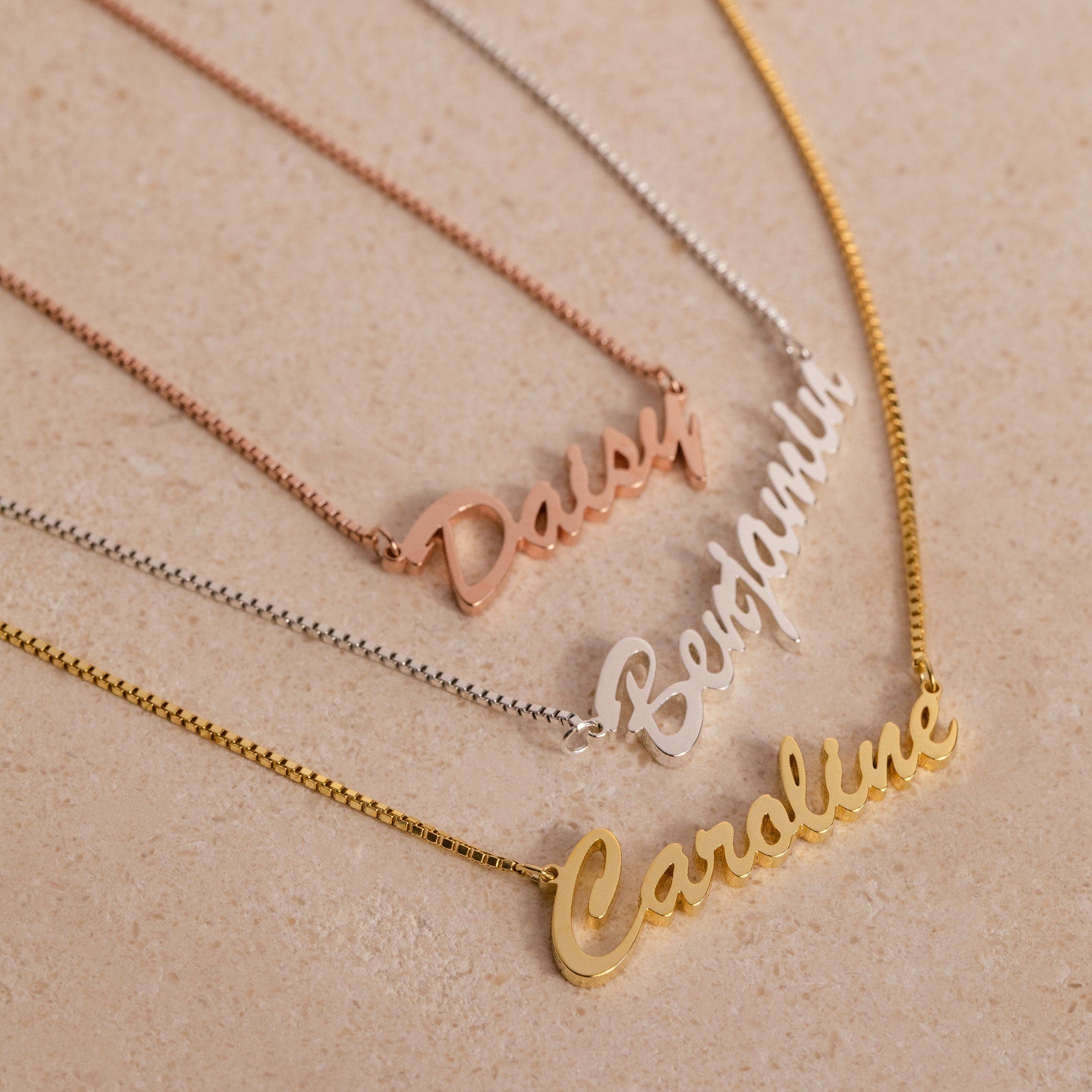 Natural Name Necklace in Box Chain