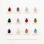 Twelve Pave Birthstone Drop Huggies, each representing a month's birthstone from January to December, create a sparkling set inspired by classic Diamond Drop Huggies.