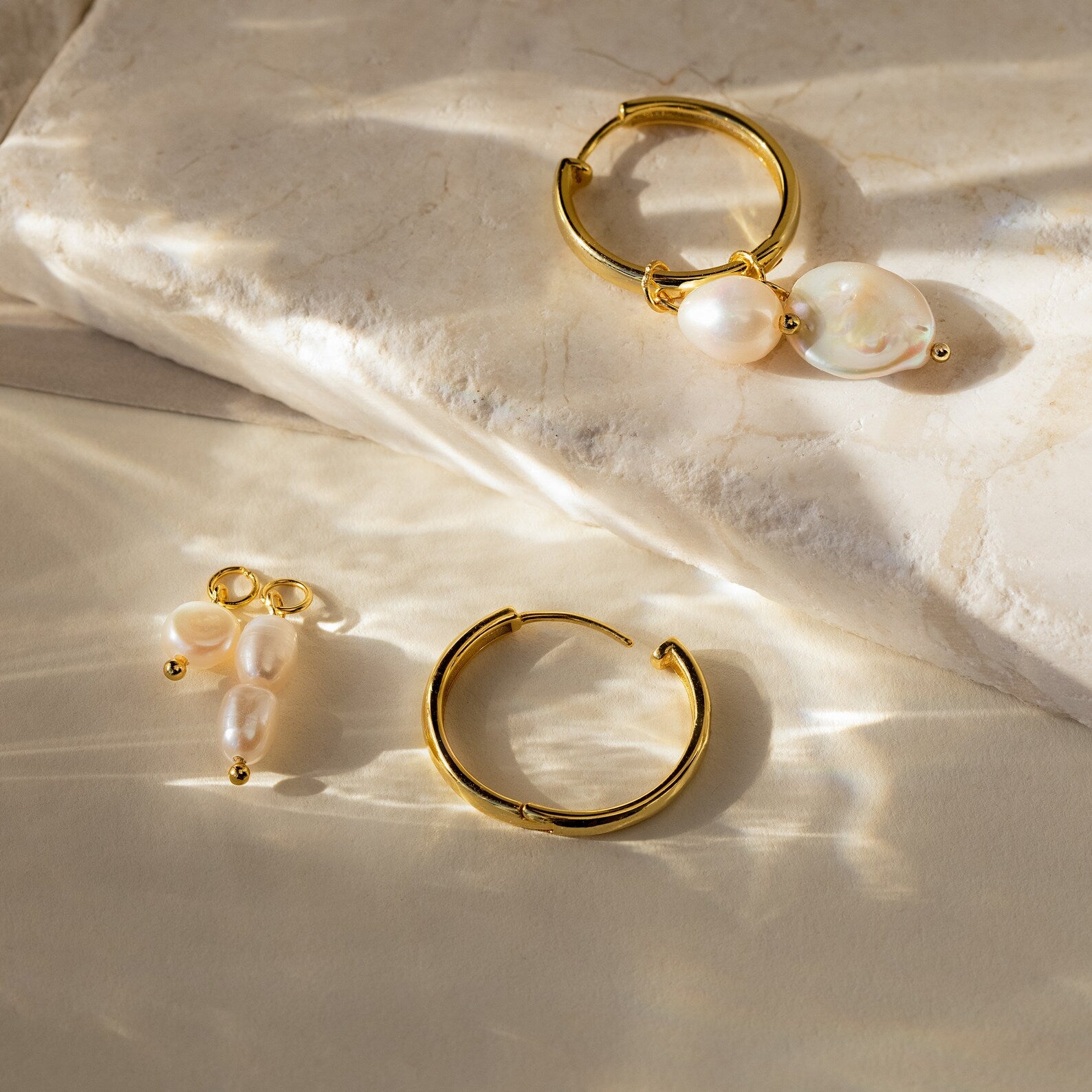 With Bling Exclusive 10mm pearl drop hoop earrings in gold plate | ASOS