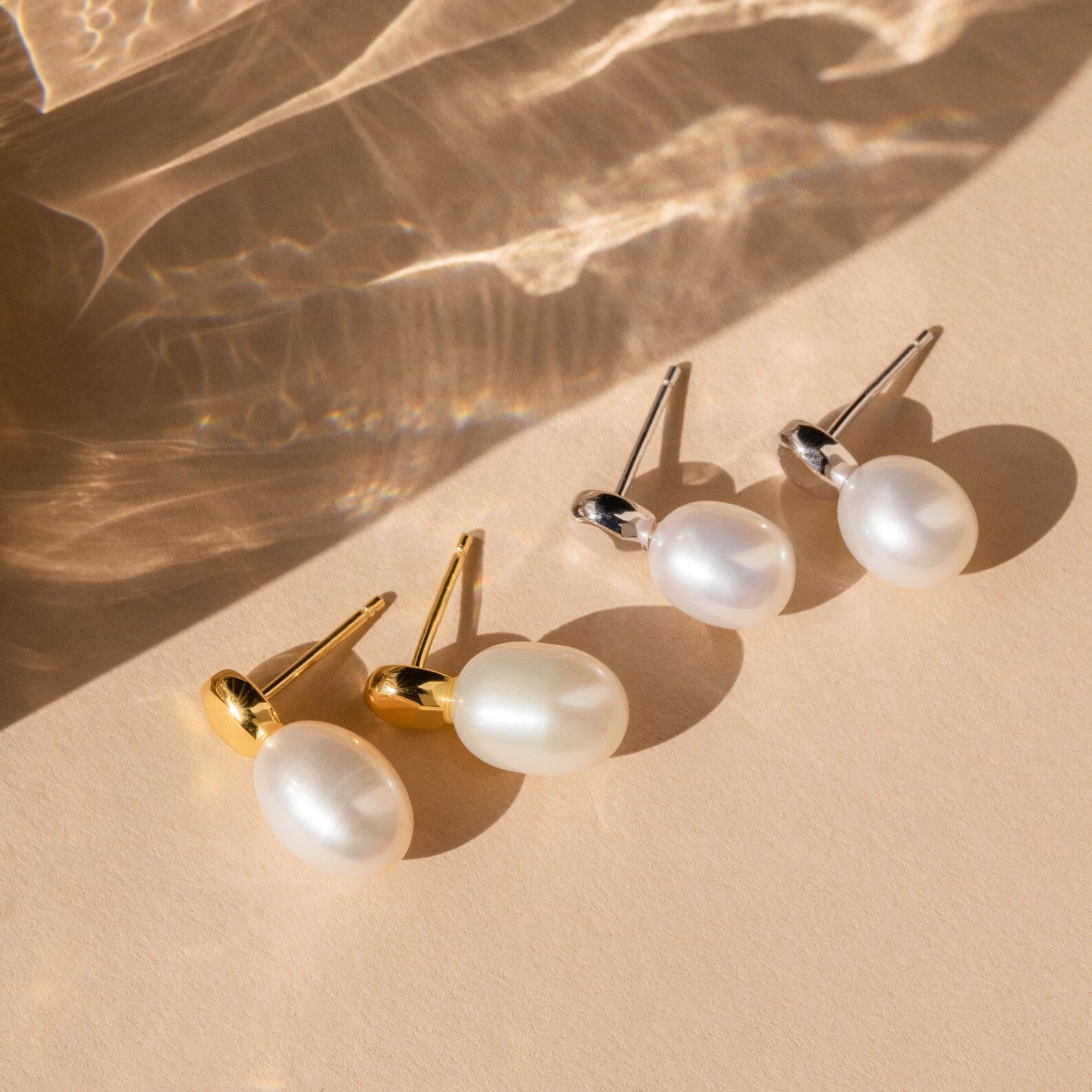 Small Pearl Gold Hoop Earrings, dangle, hoops, swarovski pearls, brida –  Acute Designs