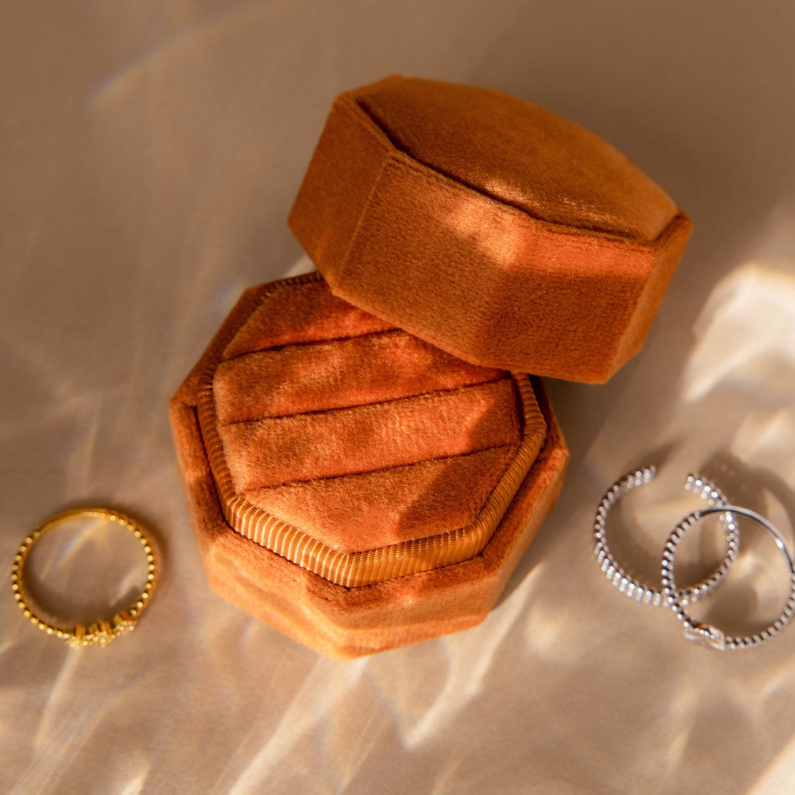 Velvet Ring Box with Ribbon - Gardens of the Sun | Ethical Jewelry