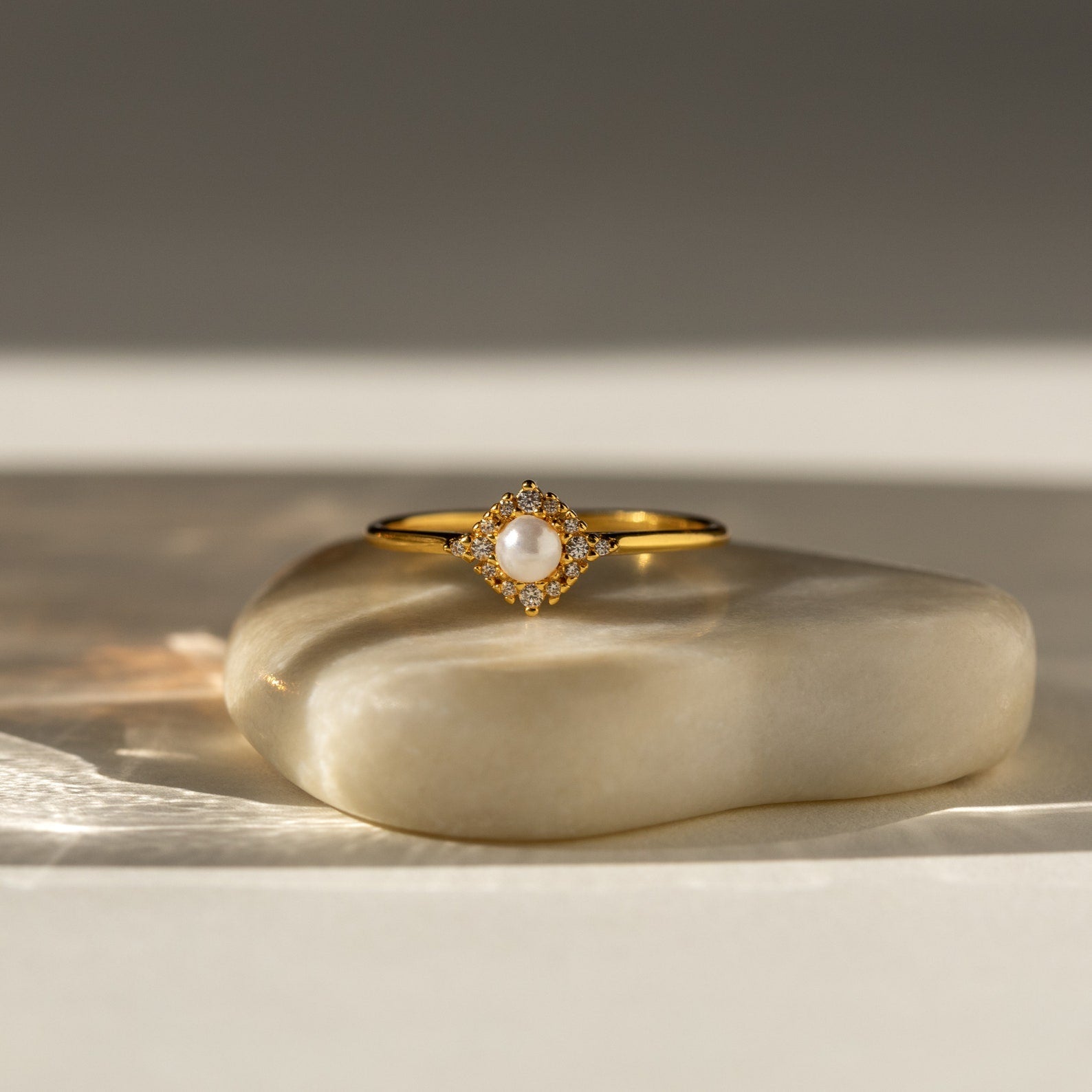Vintage Pave Pearl Ring