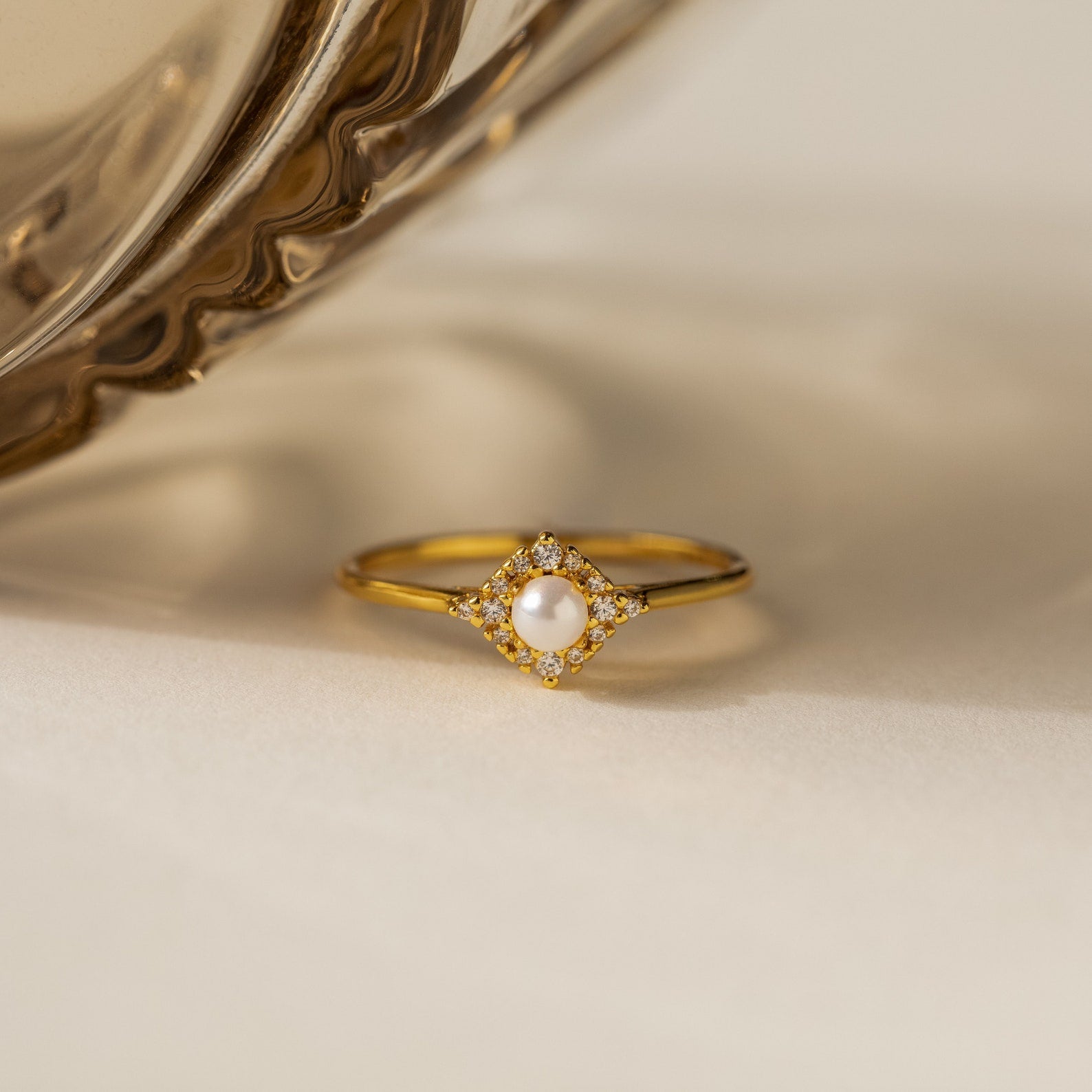 Vintage Pearl & Diamond Ring | Caitlyn Minimalist
