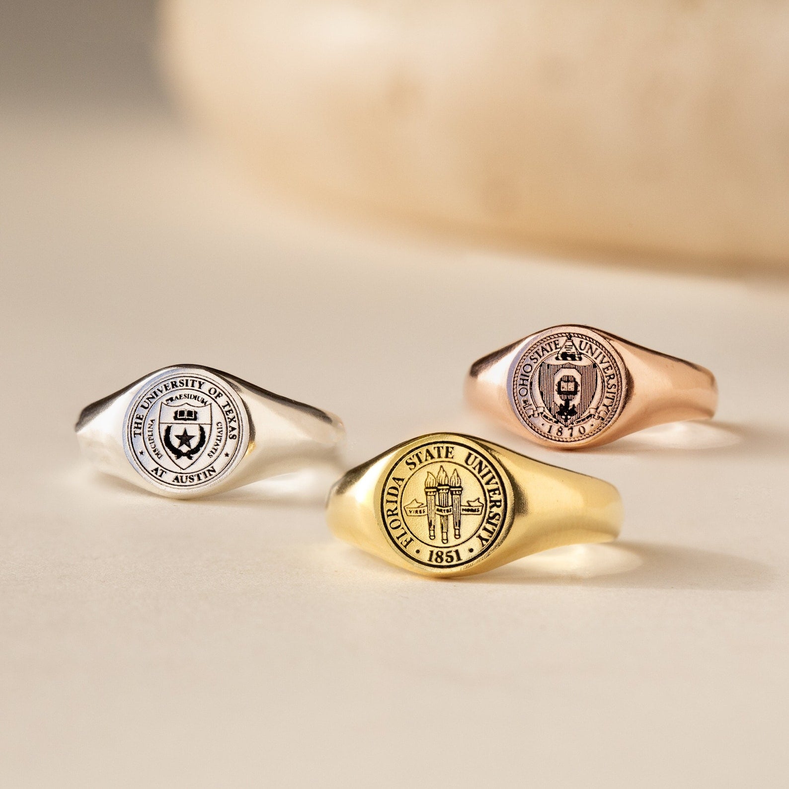 College Emblem Signet Ring 18k Gold 925 Sterling Silver Rose Gold Caitlyn Minimalist 