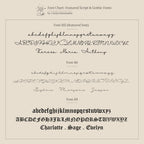 A close-up of the Hallie Dangling Name Earrings font, ideal for designing personalized jewelry like name earrings.