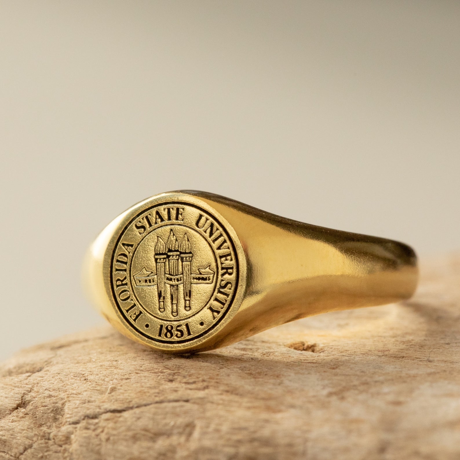 College Emblem Signet Ring 18k Gold 925 Sterling Silver Rose Gold Caitlyn Minimalist 