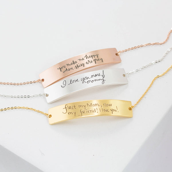 Custom Bridal Handwriting Bouquet Charm | Caitlyn Minimalist Rose Gold / Rectangle / Both Sides (+$8)