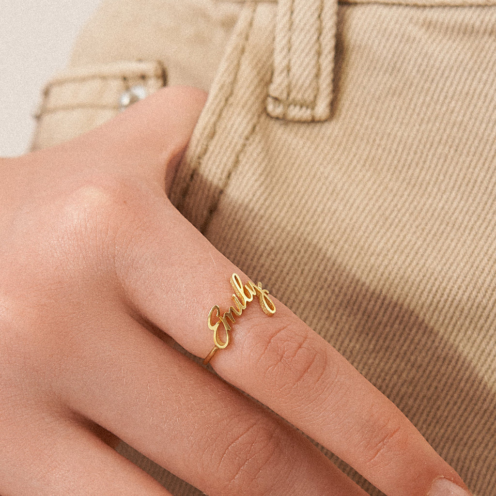 Script Letters Ring Grace Script Name Ring | Caitlyn Minimalist