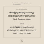 Font chart showing two cursive fonts with sample text in lowercase and uppercase—ideal for customizing your Petite Tiny Name Necklace or personalized necklace, making it a thoughtful gift for mom.