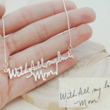 Actual Handwriting or Signature Bar Necklace - Danique Jewelry