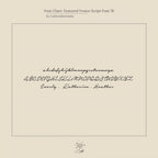 Font chart featuring Venice Script Font 78 in cursive (lowercase, uppercase, sample names)—ideal for designing your Venice Tiny Name Bracelet or bringing elegance to minimalist jewelry.